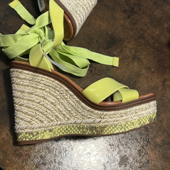 Vince Camuto Farrah platform espadrille green leather Strappy wedge sandal shoe - Picture 5 of 12